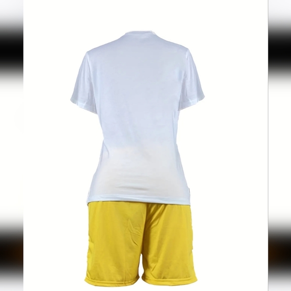 Womens White / Yellow 2-Piece "Queen" Short Set - Picture 7 of 7